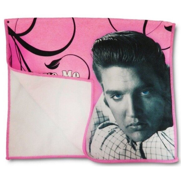 New Elvis Presley Love Me Tender 24" Kitchen Dish Towel The King Photo Pink NIP - Picture 2 of 2